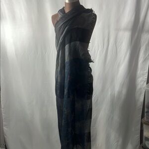 New Free People Elegant Black, Blue and Gray Scarf Covet Up